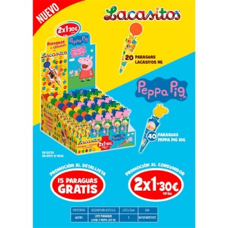 LOTE PARAGUAS LCTOS + PEPPA 2X1,30€ 60U