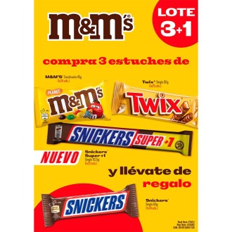 LOTE CHOCO 3+1 M&M-TWIX- SNICKERS+1
